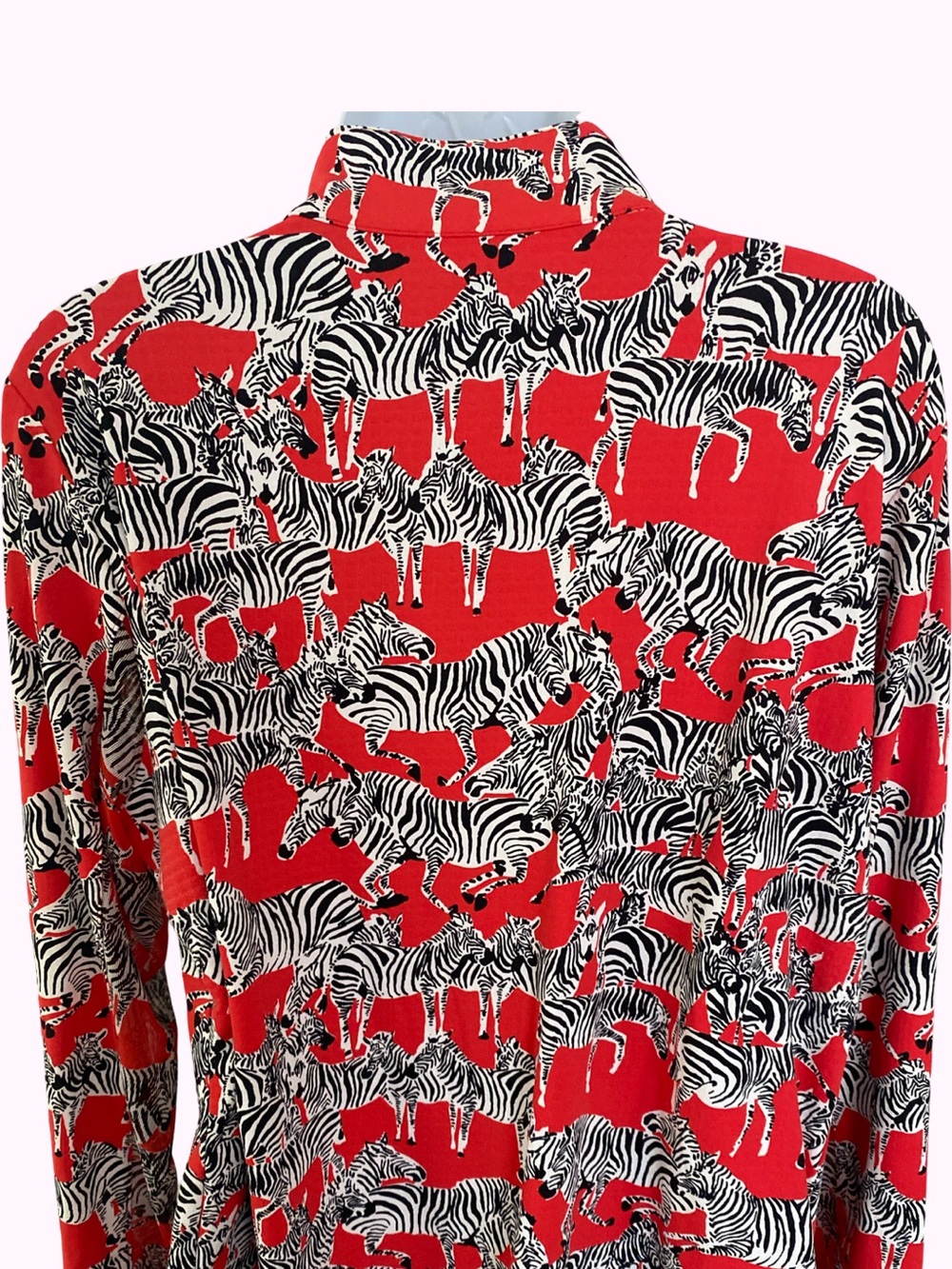 IBKUL Red Zebra Print Long Sleeve Polo - Picture 4 of 4